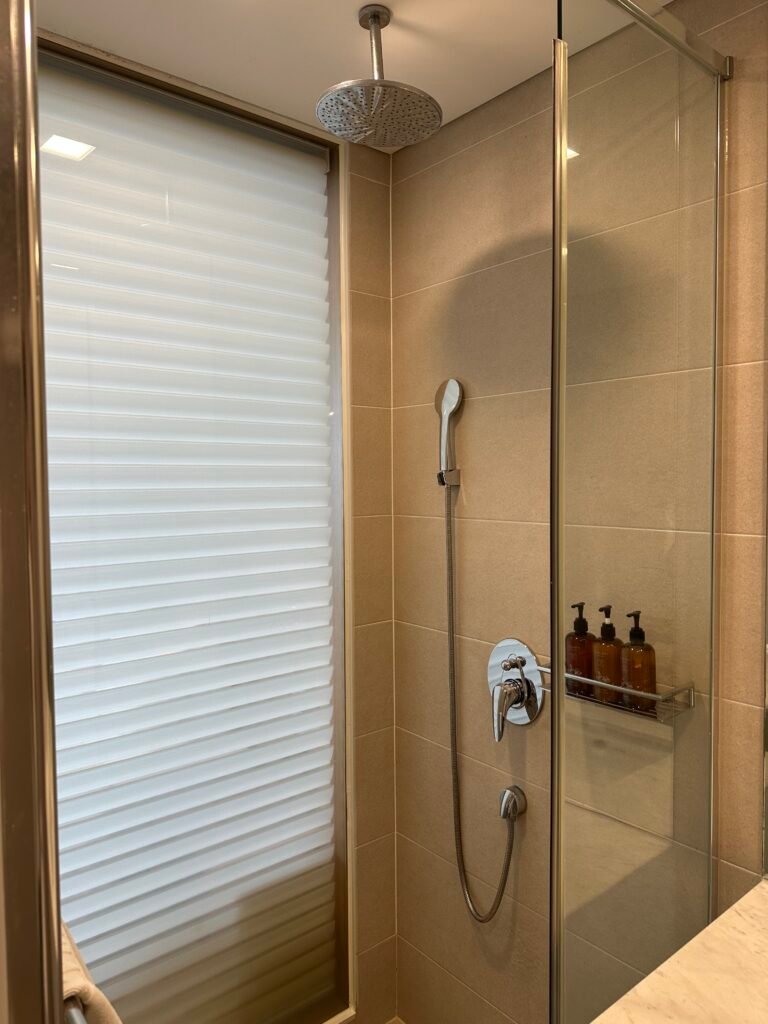 Shower area inside the hotel room